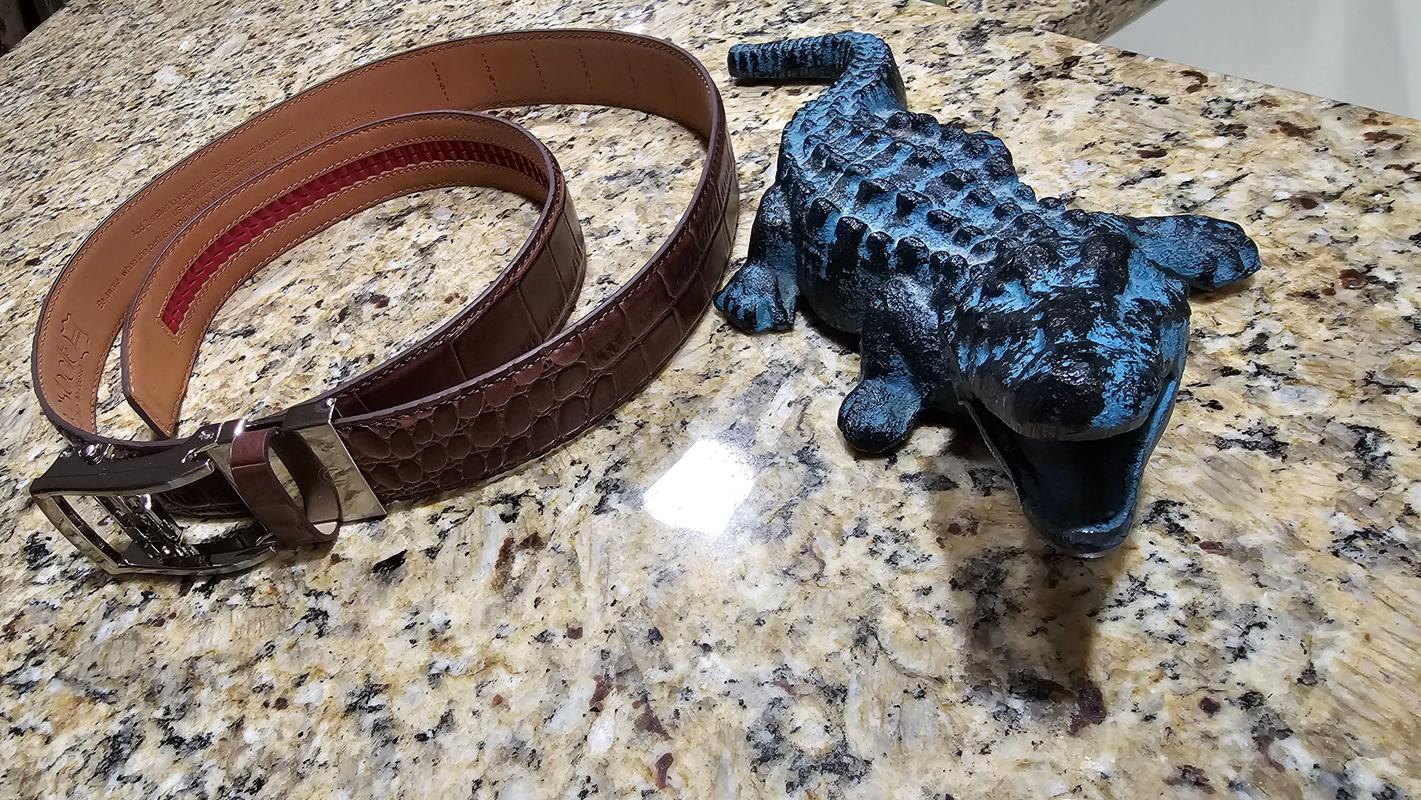 Nexbelt Crocodile Embossed Black Dress Belt