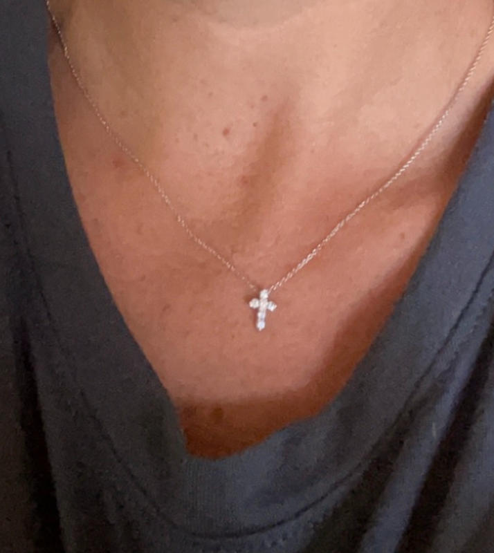 tiny diamond cross necklace