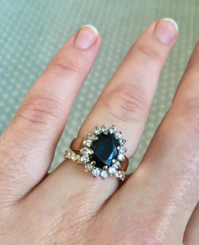 14K Gold Slanted Marquise and Round Diamond Ring FERKOS FJ