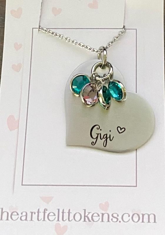 heart birthstone necklace for grandma