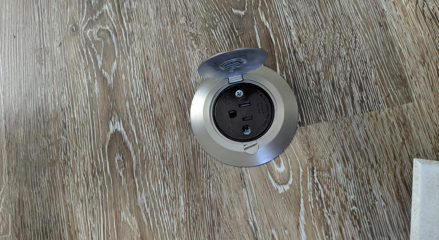 Single Receptacle 3 75 Round Floor Box Hinged Lid Brushed Nickel Outlet Brushed Nickel Floor Box Outlet