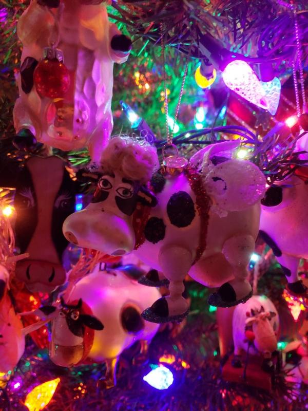 Cow with the Wings Blown Glass Christmas Ornament