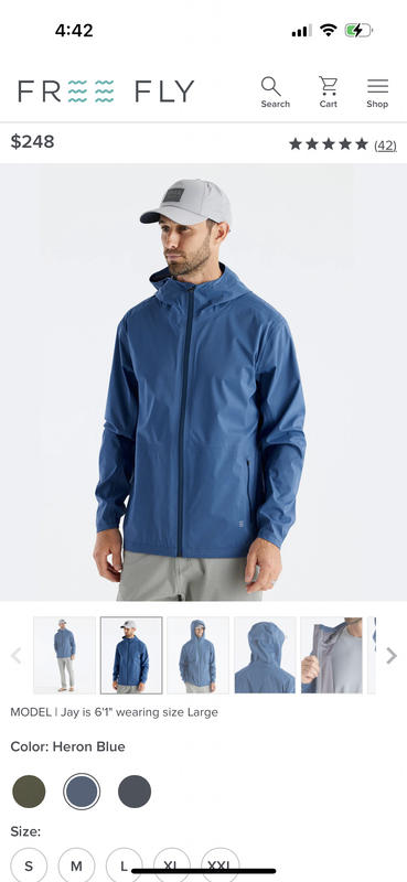 Free Fly Apparel Men's Cloudshield Rain Jacket (Storm Cloud, L)