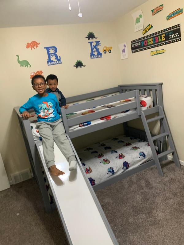 Kid S Twin Over Size Low Bunk Bed, Twin Over Full Bunk Bed With Trundle And Slide