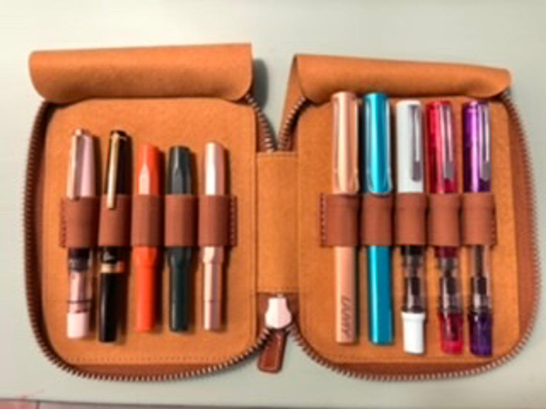 Brown Fountain Pen Case Pencil Case Leather Fountain Pen Holder Leather Zippered 10 Slot Pen Case Pen Bag