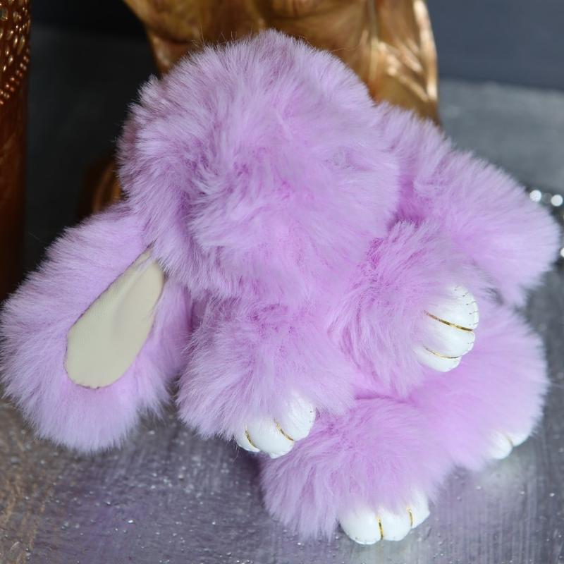 Boots N Bags Heaven Fluffy Bunnies Fuzzy Fur Ball Pom Pom Keychain