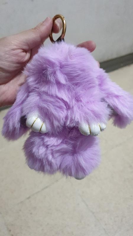 Fluffball Alpaca Fur Pompom Keychain Purple