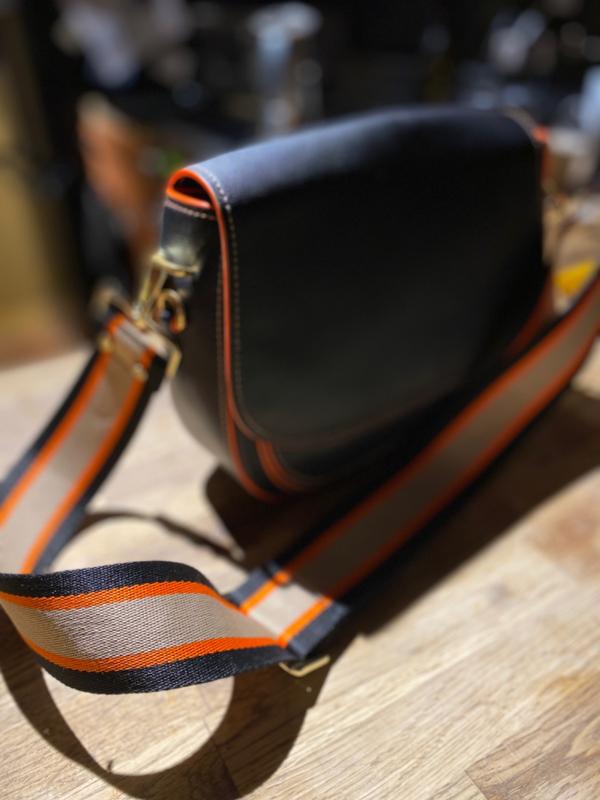 Crossbody strap - Orange Black Stripe