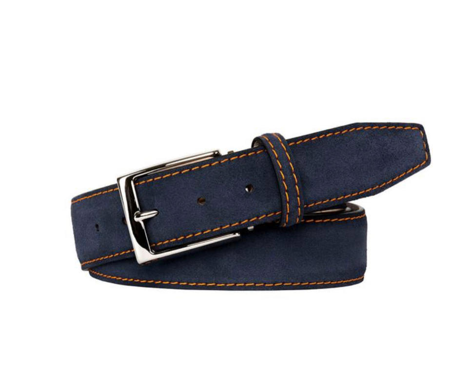 Navy Suede Leather Belt | Mens Leather Accessories | Roger Ximenez