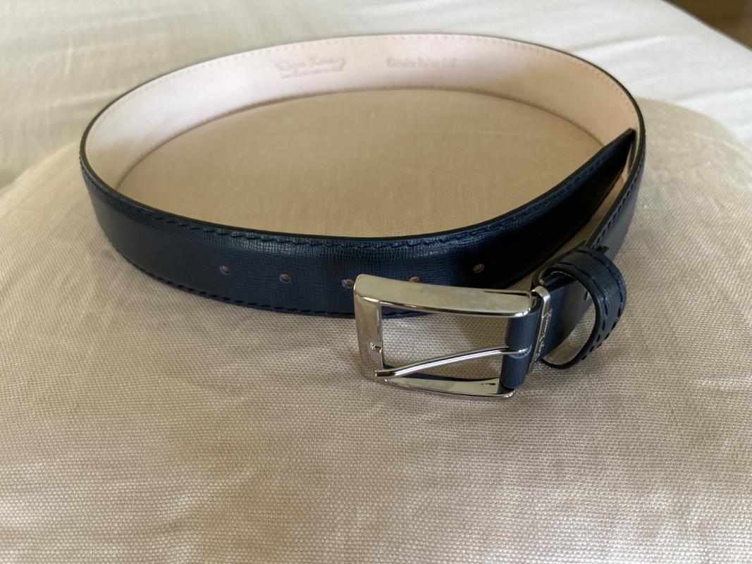 Navy Mock Crocodile Leather Belt | Mens Leather Goods | Roger Ximenez Navy / 44 / 35mm