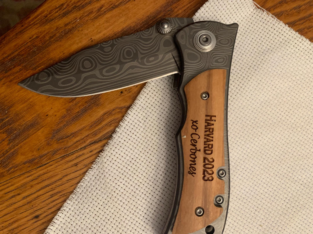 Personalized Engraved Damascus Pocket Knife for Him - Groovy Guy Gifts