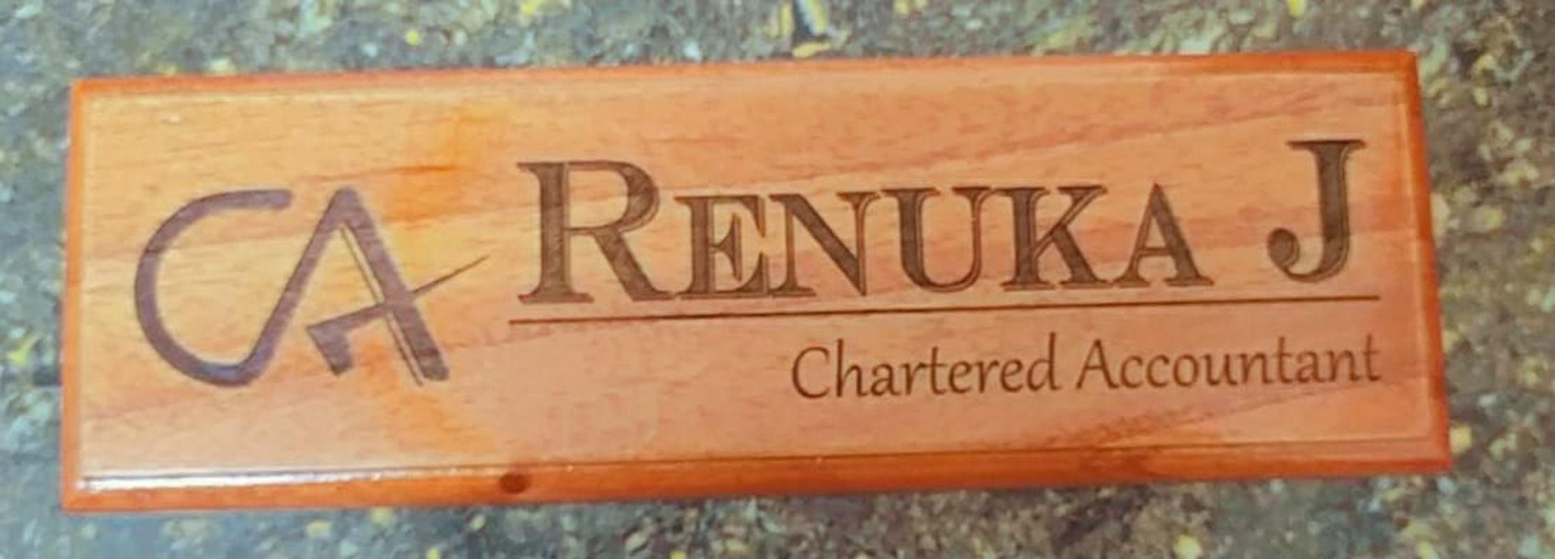 Personalized Wooden Nameplate for Chartered Accountants Wood Desk