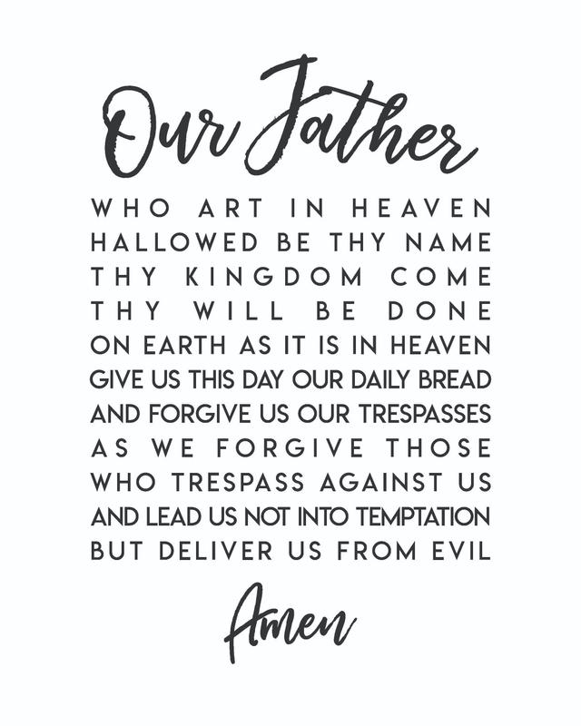 our father prayer printable the lords prayer catholic print our