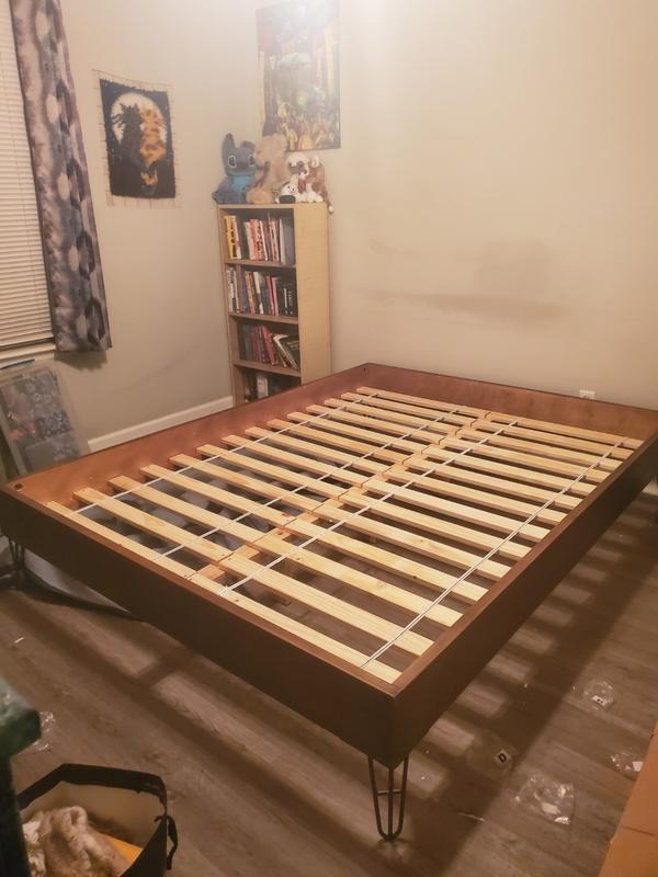 Montauk Hairpin Queen Size Platform Bed, Grain Wood Furniture Montauk Queen Solid Panel Bed