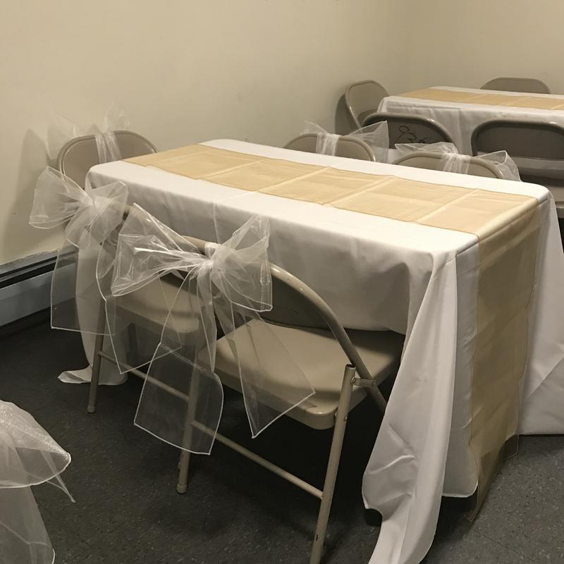 14" x 108" Gold Seamless Organza Table Runners TableclothsFactory