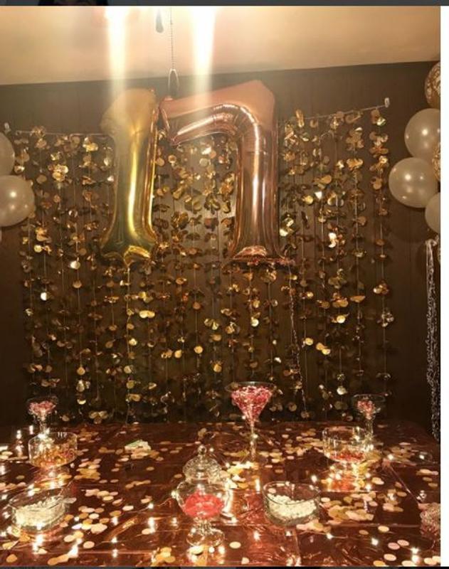 6FT Gold Dazzling Metallic Foil Flower Backdrop TableclothsFactory