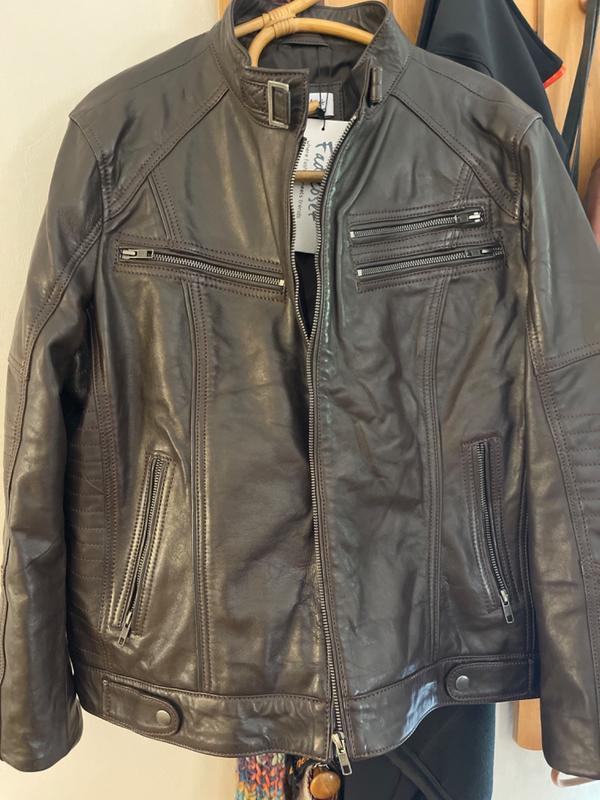 Womens Leather Jacket Brown with Exotic Crumpled Goatskin Leather – FAD