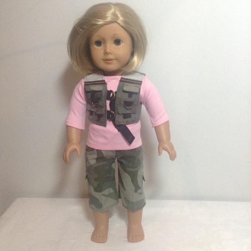 Jen Ashley Doll Designs Fishing Vest 18 Inch Doll Clothes Pattern PDF Download Pixie Faire