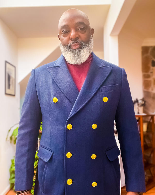 navy double breasted coat