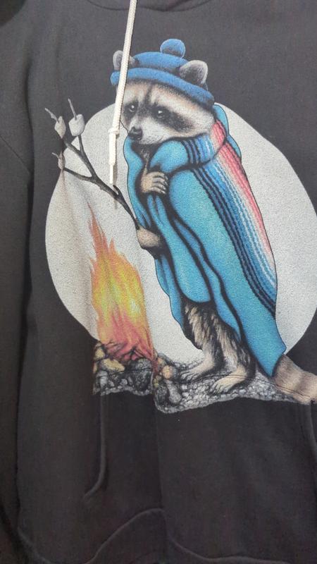 Roasting Raccoon Multicolor on Black Men's Pullover Hoodie