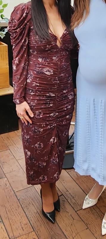 Ruched Mesh Midi Dress - ASTR the Label