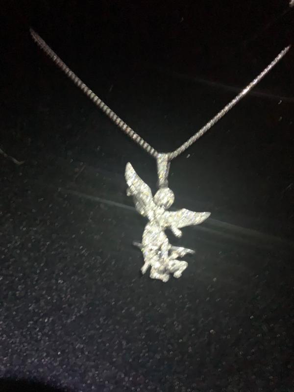 St michael necklace on sale white gold