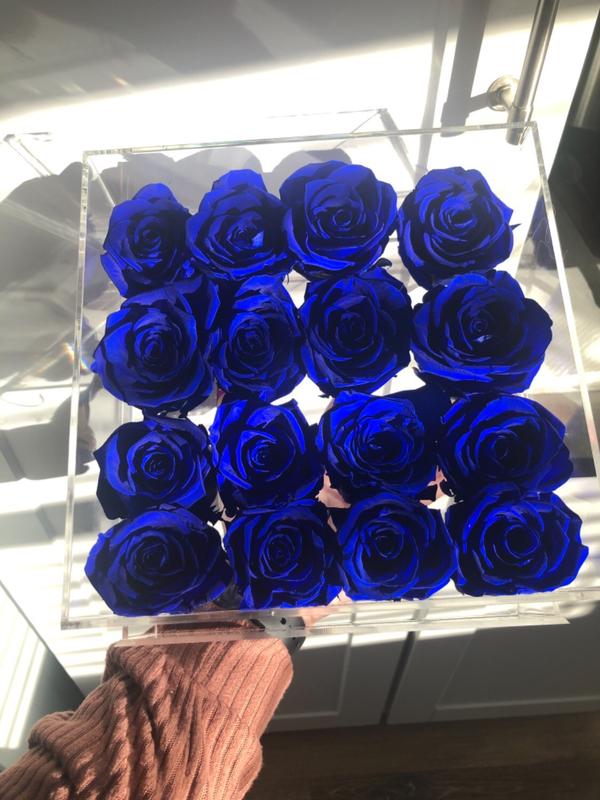 Silver Glitter Heart With Fresh Blue Roses – Flowers By Crystal