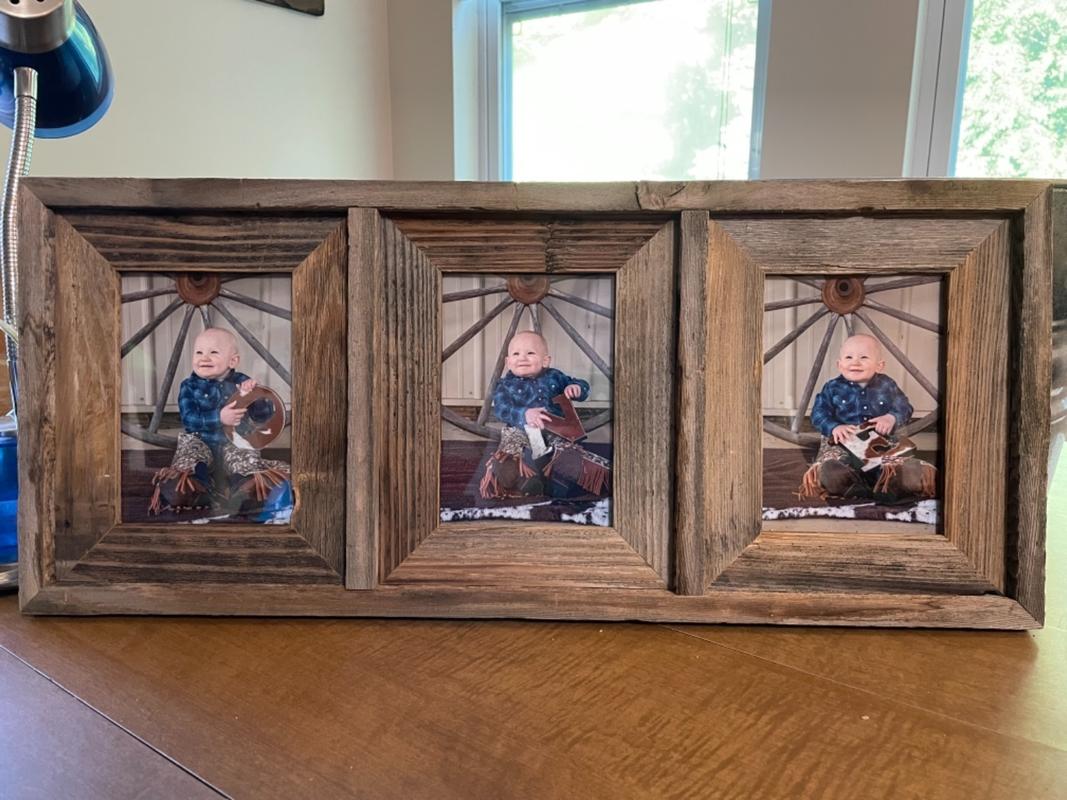 Rustic Collage Picture Frames Reclaimed Wood 3 Piece Set - White