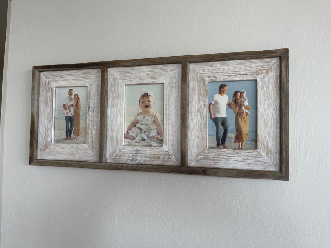 Collage Frames  Triple Opening White Barnwood Frame 5x7 Openings