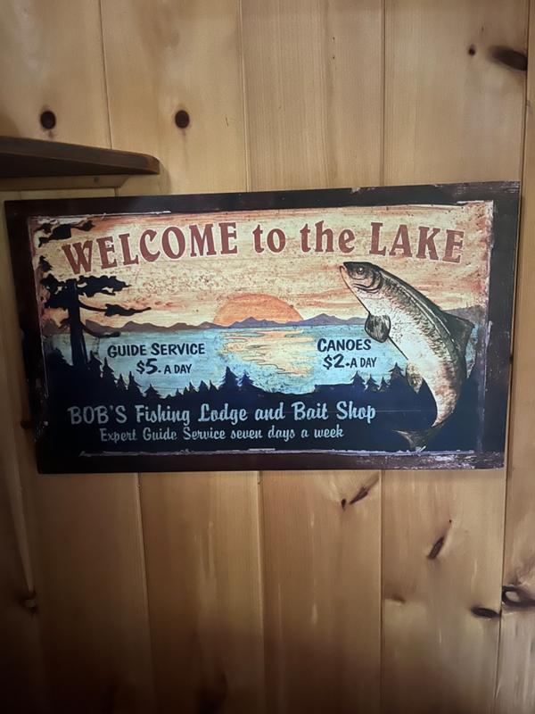 Metal Lake Cabin Sign, LAKE Fishing Dock sign , lake sign