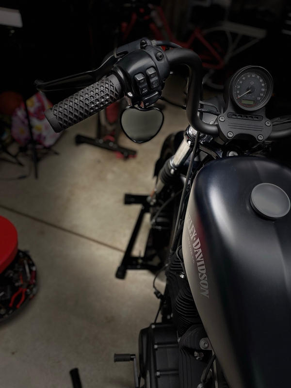 Lowbrow Customs Black Heart Motorcycle Mirror - Perch Mount - Black