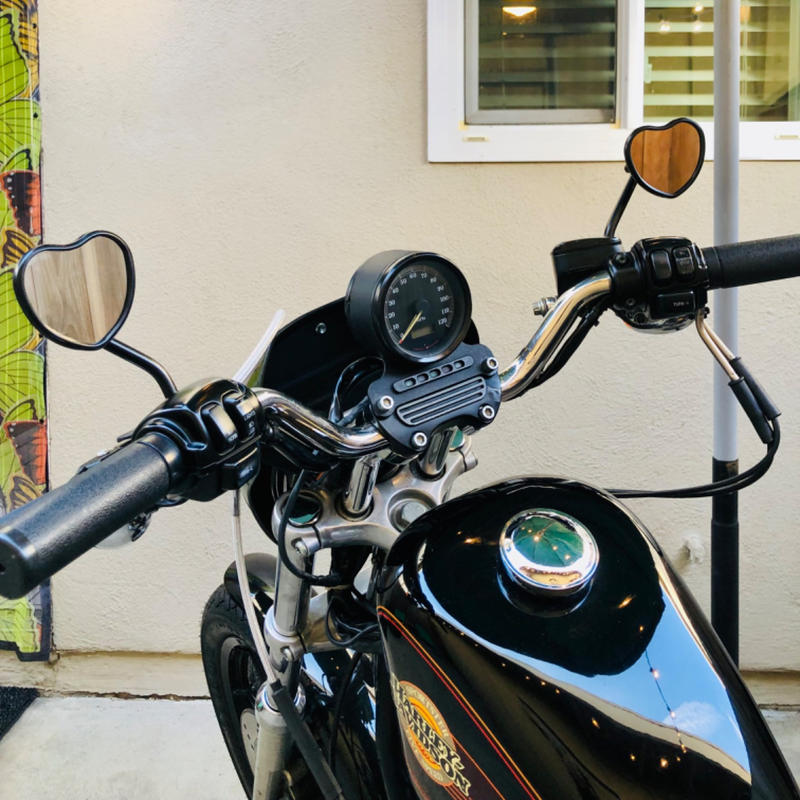 Lowbrow Customs Black Heart Motorcycle Mirror - Perch Mount - Black