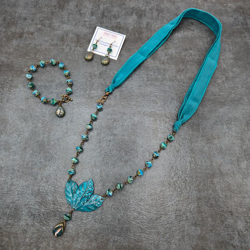 ★パラサイト 16ミリ珠 ビーズB(SA+) Czech Glass 16mm Turquoise Bronze Picasso Pear-Shaped Drop Bead