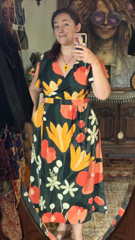 Women's Organic Cotton Wrap Dress | Garden Rose