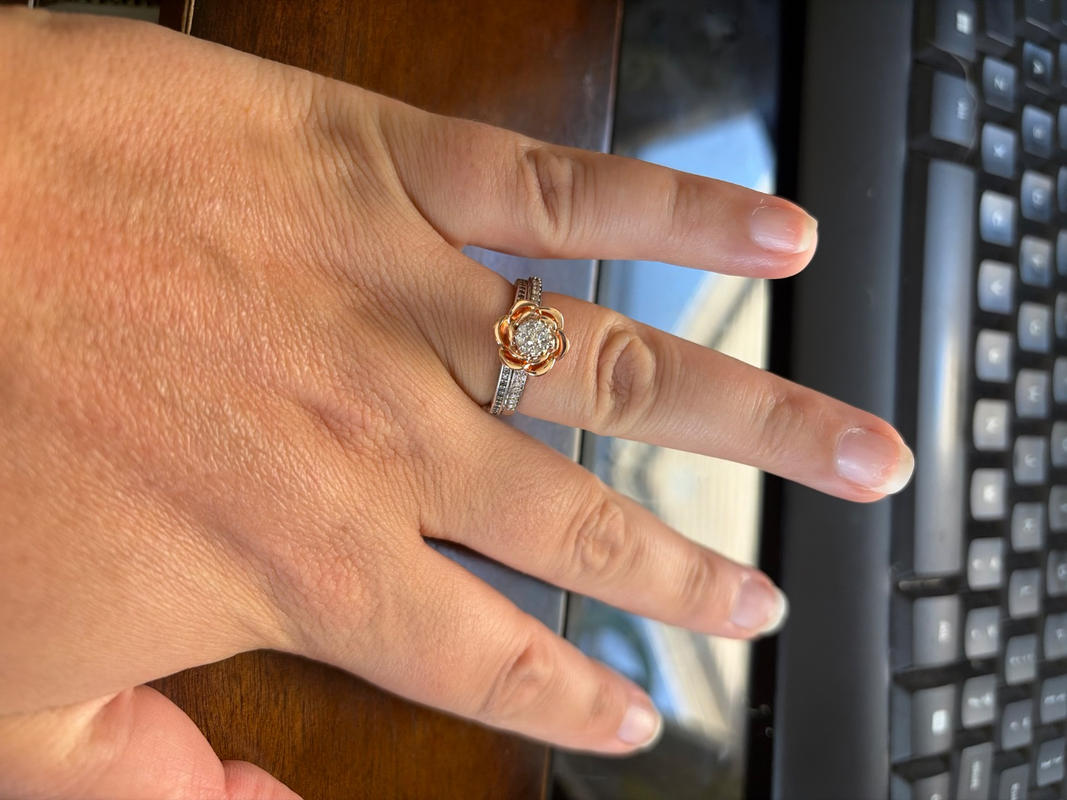 Disney Belle Inspired Diamond Composite Ring in 14K Rose Gold Over
