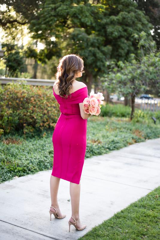 pink off the shoulder bandage dress Celebrity Bandage Dress, Knee Length, Off Shoulder Dress, 9 colours