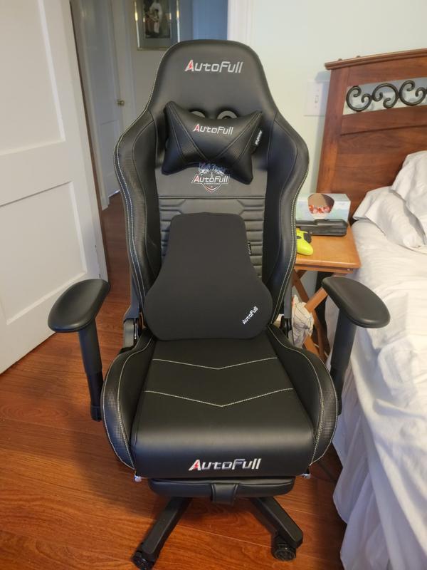 AutoFull Gaming Chair Black, Black Leather Gaming Chair