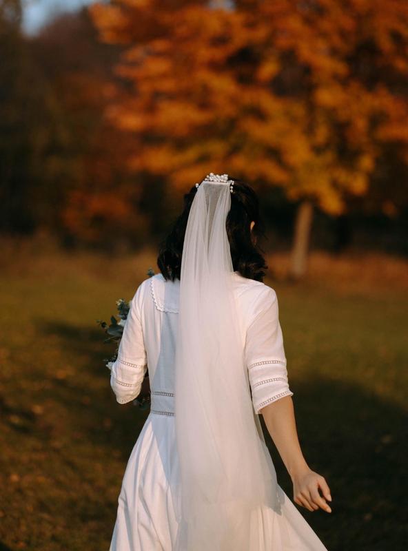 Fiona V-Neck White Midi Victorian Dress