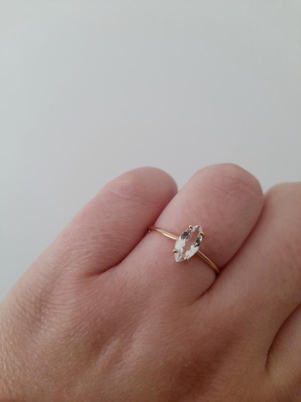 【Local Eclectic】9K White Topaz Marquiseリング Solid Gold Gemstone Marquise Ring in White Topaz – local