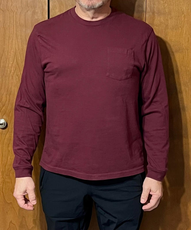 Ash & Erie Heather Charcoal Long Sleeve Pocket Tee for Short Men
