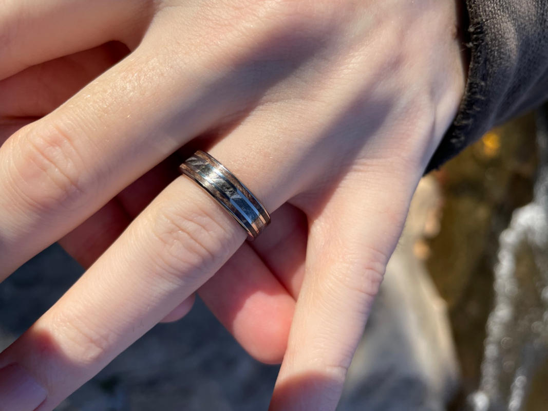 Maple Silver Lining | Men's Dark Maple Wood, Black Silver M3 Mokume Gane &  Titanium Wedding Ring