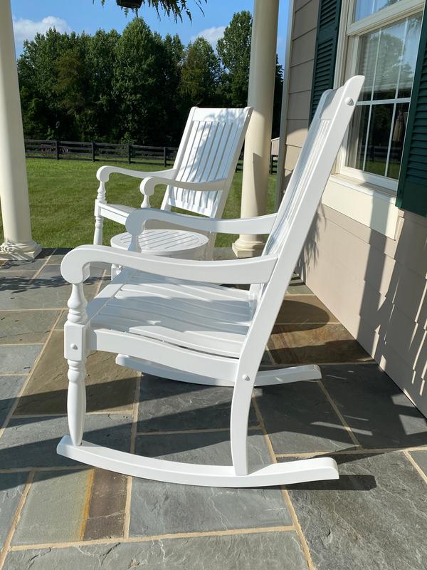 White outdoor rocking discount chair