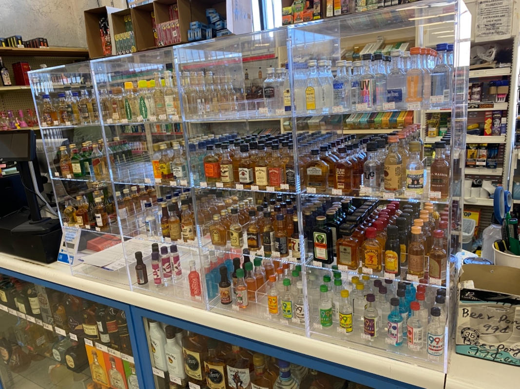 PALB36 Large Acrylic Mini Liquor Bottle Display: 36-Inch Retail