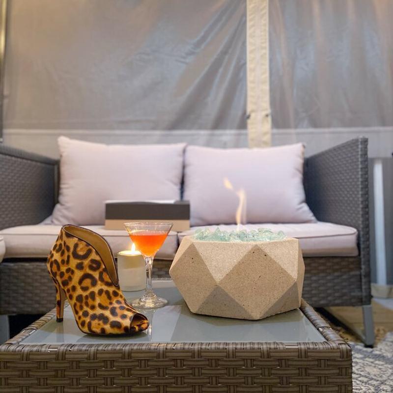 TerraFlame Geo Fire Bowl Tabletop Portable Fireplace Indoors and Out