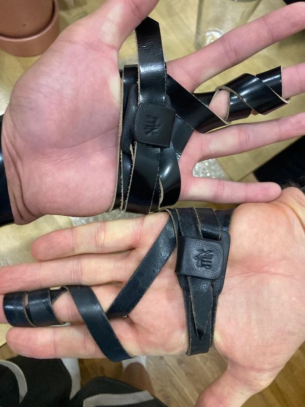 Black Leather Magnetic Tefillin Hand Strap Holder | aJudaica.com