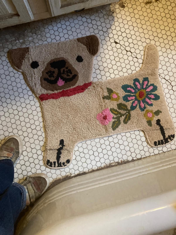 Tufted Cotton Bath Mat Taupe Folk Flower Natural Life