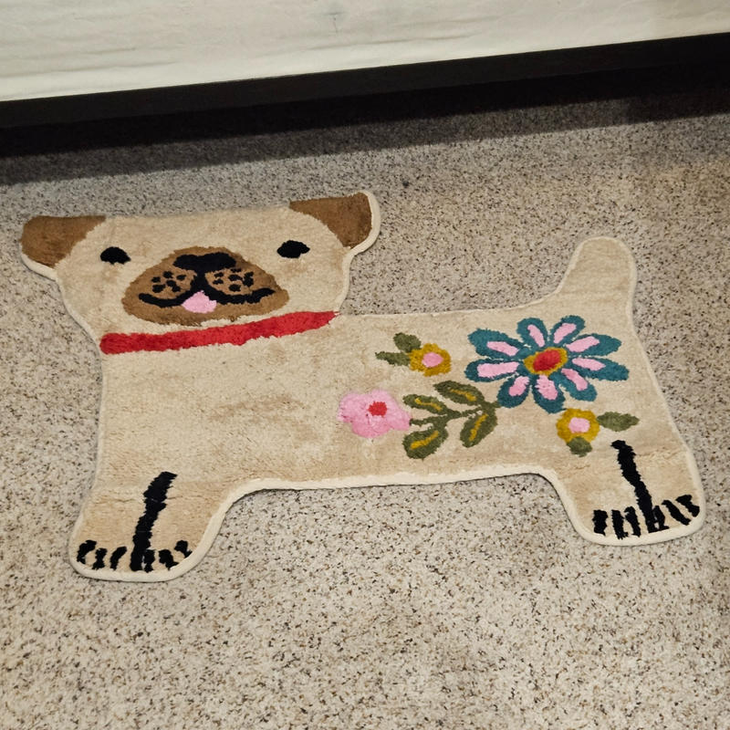 Tufted Cotton Bath Mat Bright Floral Natural Life