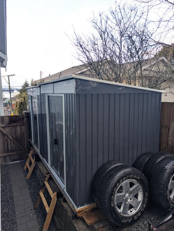 6' x 8' Galvanized Metal Pent Shed w/Skylight, 29 GA