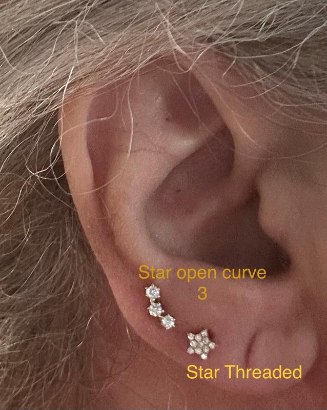 Open Curve 3 Diamond Threaded Flat Back Earring | .3GMS .07CT | Single