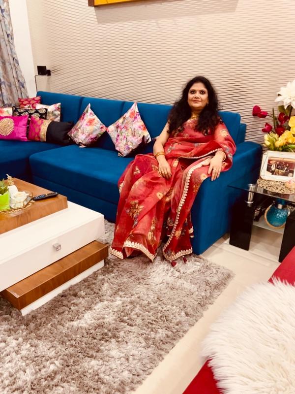 Buy Cherry Red organza Saree with Gotta Patti Border Online